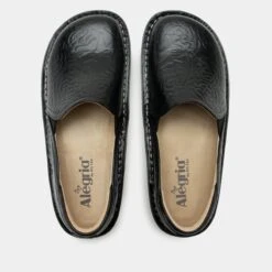 Shoes Debra Black Embossed Rose Shoe -Alegria Shoes Sale DEB 531 S4 5904e639 7128 404c addd 2f9a89fd6099